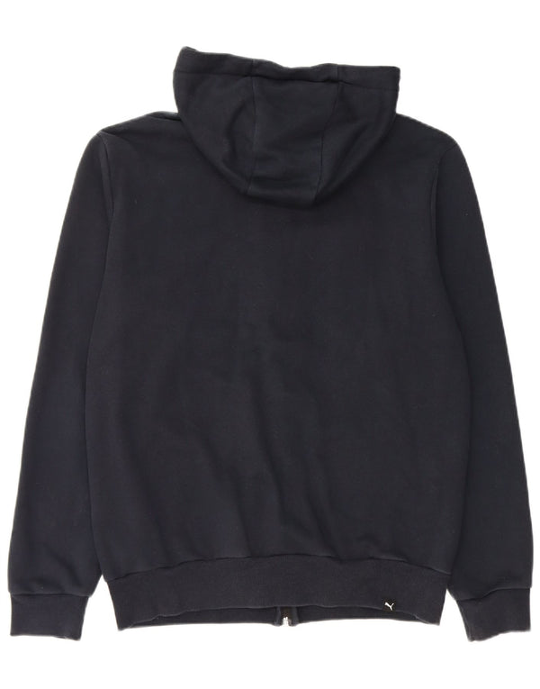 Puma Mens Graphic Zip Hoodie Sweater Small Navy Blue Cotton