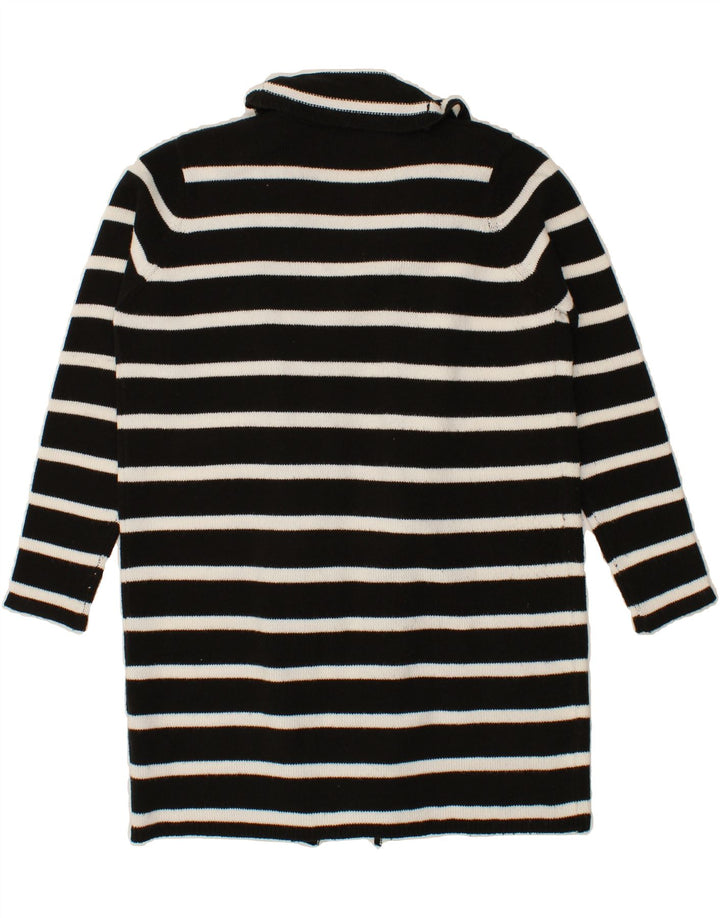 CHEROKEE Womens Longline Cardigan Sweater UK 14 Medium Black Striped Vintage Cherokee and Second-Hand Cherokee from Messina Hembry 