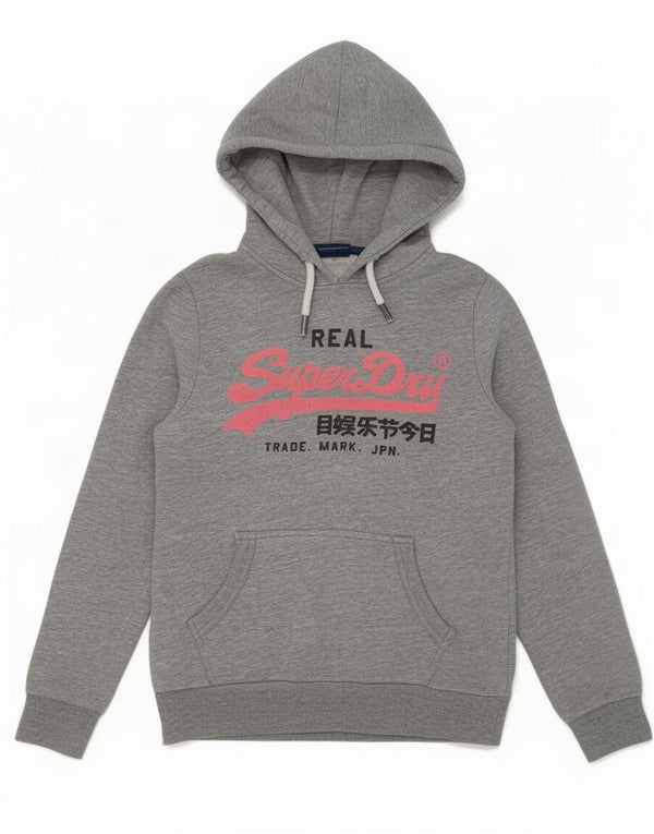Superdry Womens Graphic Hoodie Jumper UK 8 Small Grey Cotton