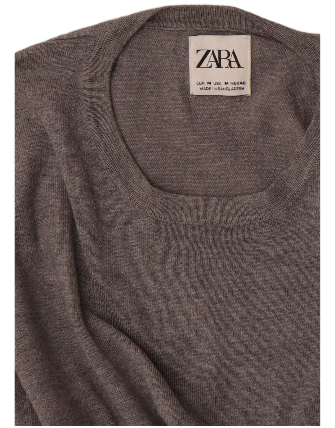 Zara Mens Crew Neck Jumper Sweater Medium Grey