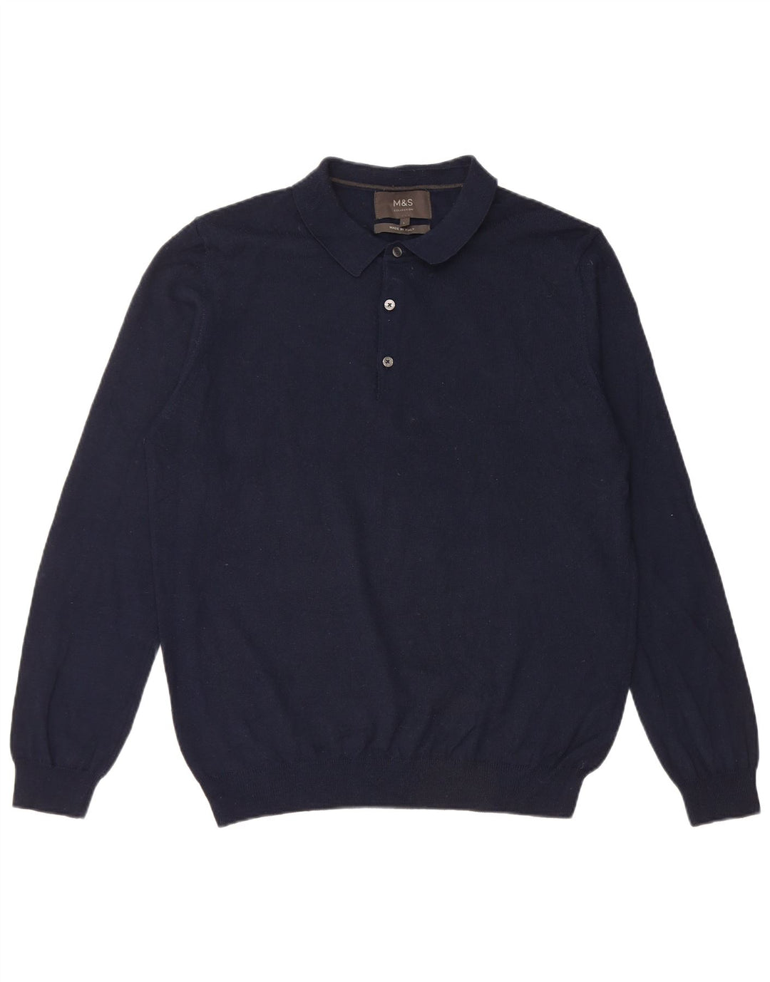 Marks & Spencer Mens Polo Neck Jumper Sweater Large Navy Blue Acrylic