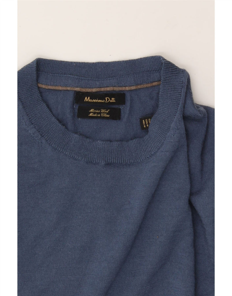 MASSIMO DUTTI Mens Crew Neck Jumper Sweater Medium Blue Wool Vintage Massimo Dutti and Second-Hand Massimo Dutti from Messina Hembry 