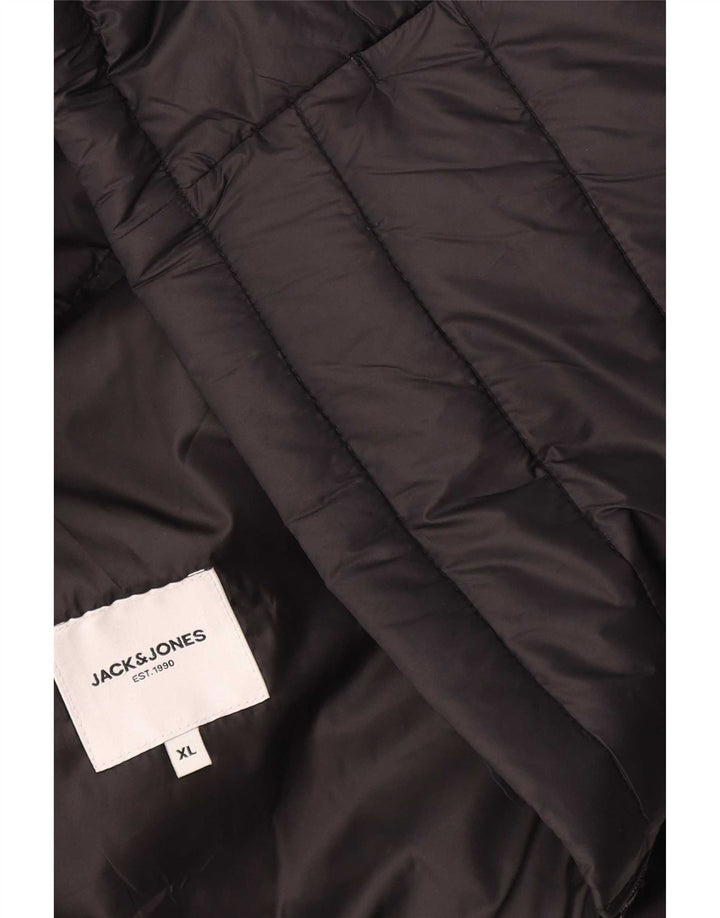Jack & Jones Mens Hooded Padded Jacket UK 42 XL Black