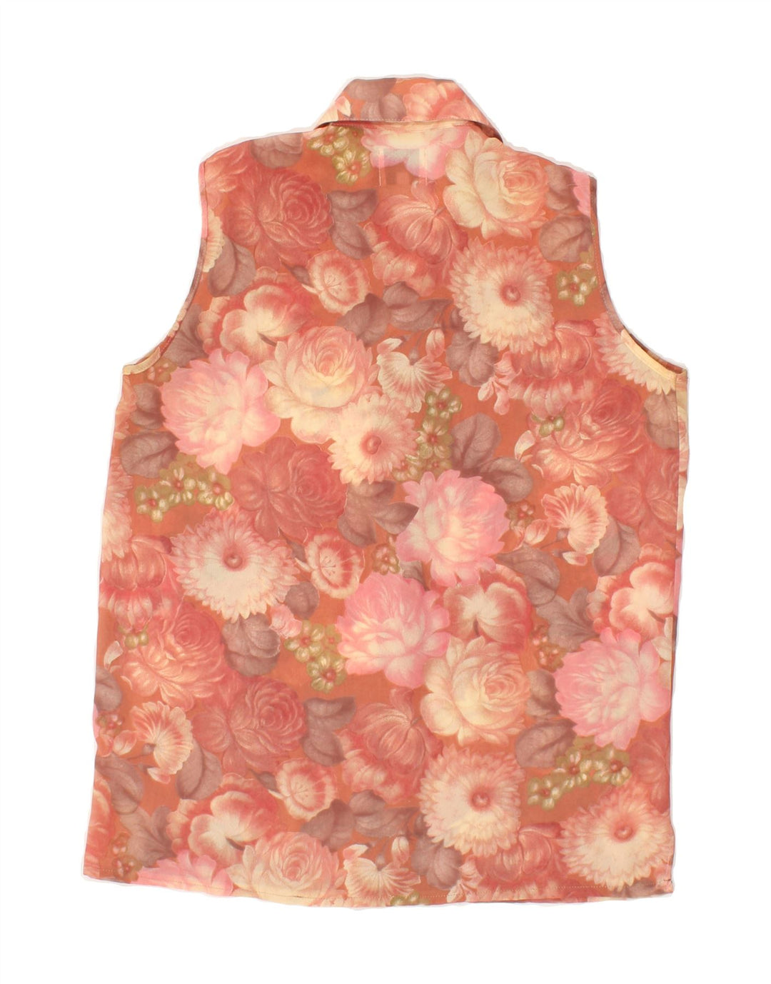 BENETTON Womens Sleeveless Shirt Blouse UK 12 Medium Pink Floral Polyester Vintage Benetton and Second-Hand Benetton from Messina Hembry 