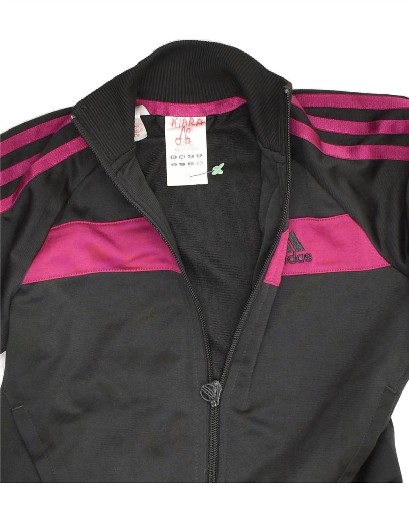 ADIDAS Girls Graphic Tracksuit Top Jacket 5-6 Years Black Striped | Vintage Adidas | Thrift | Second-Hand Adidas | Used Clothing | Messina Hembry 