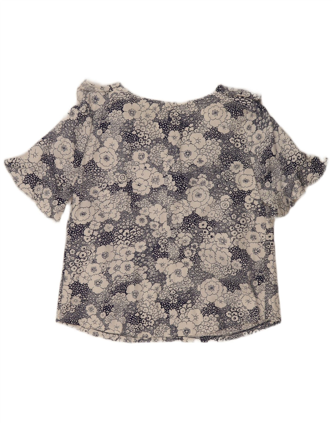 Vintage Womens Blouse Top UK 16 Large Blue Floral