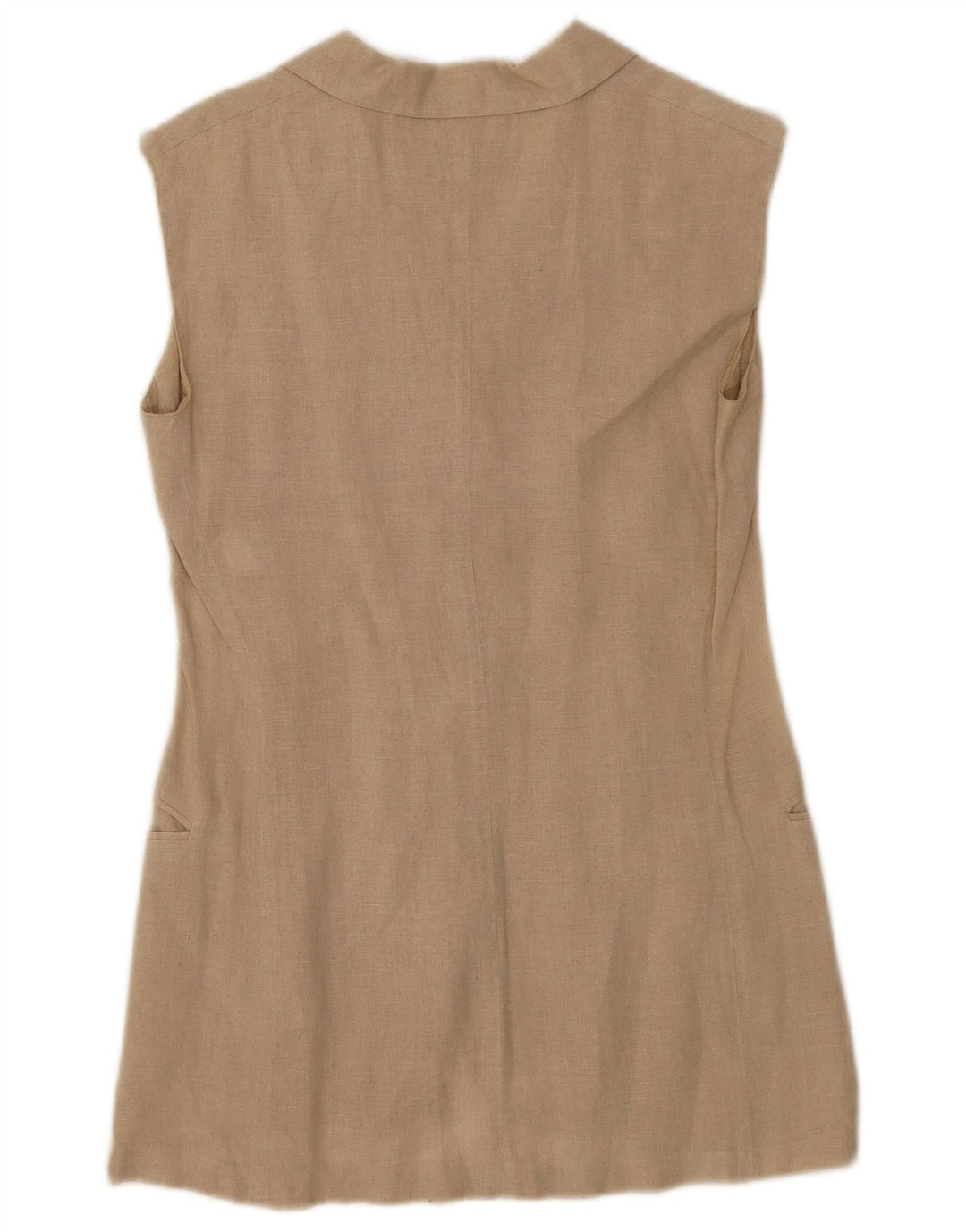 Max Mara Womens 3 Button Sleeveless Blazer Jacket UK 10 Small  Beige Linen