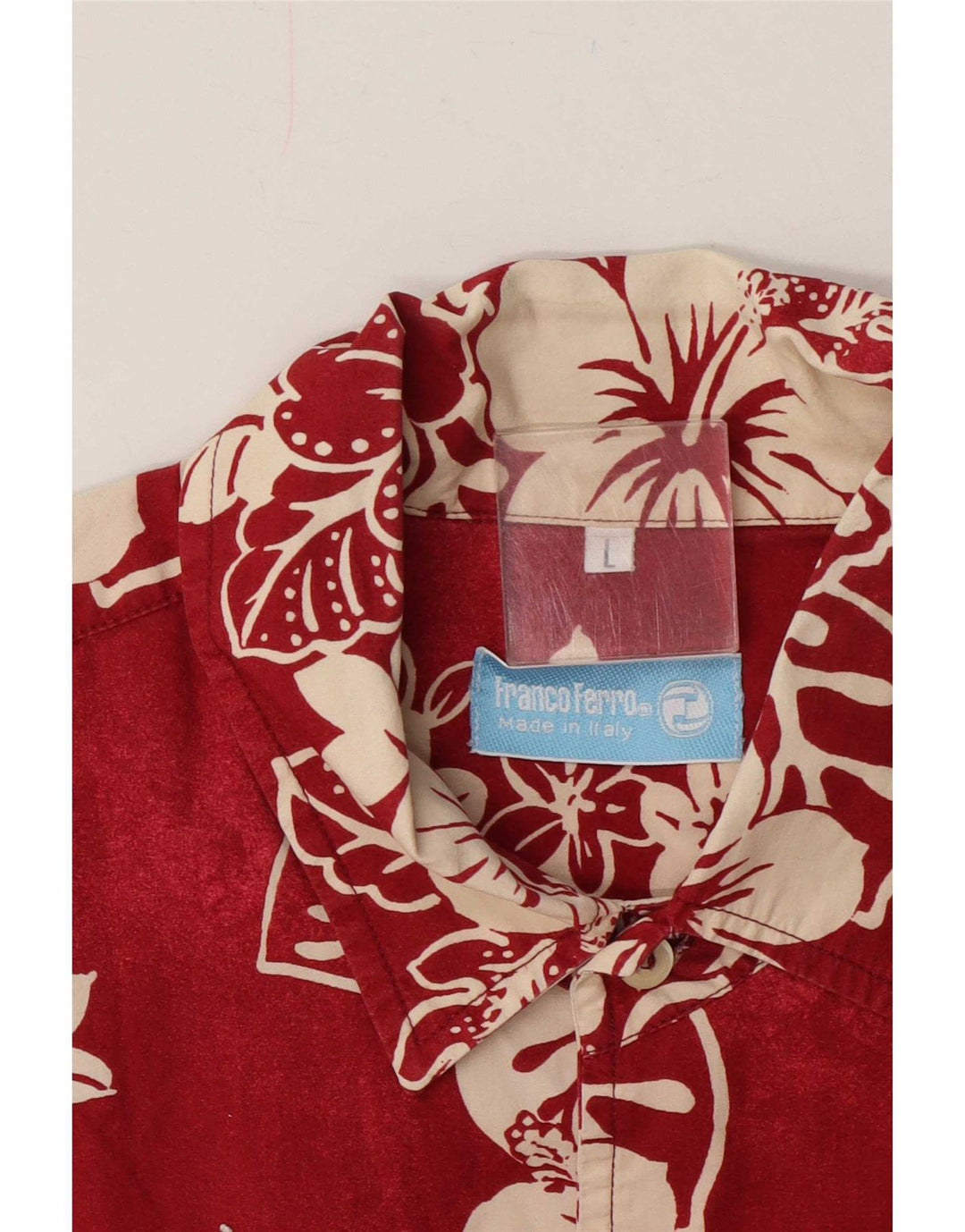 Franco Ferro Mens Short Sleeve Shirt Large Red Floral