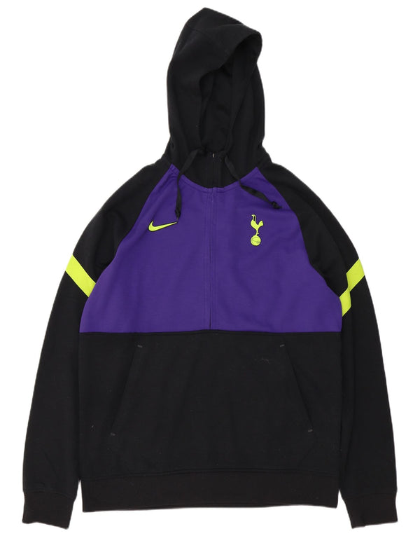 Nike Mens Zip Neck Hoodie Jumper Large Black Colourblock Polyester