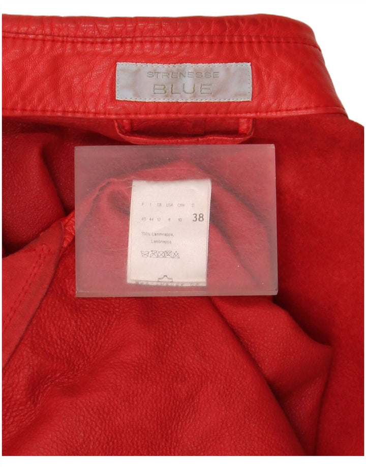 Strenesse Womens Leather Shirt UK 12 Medium  Red Lambskin