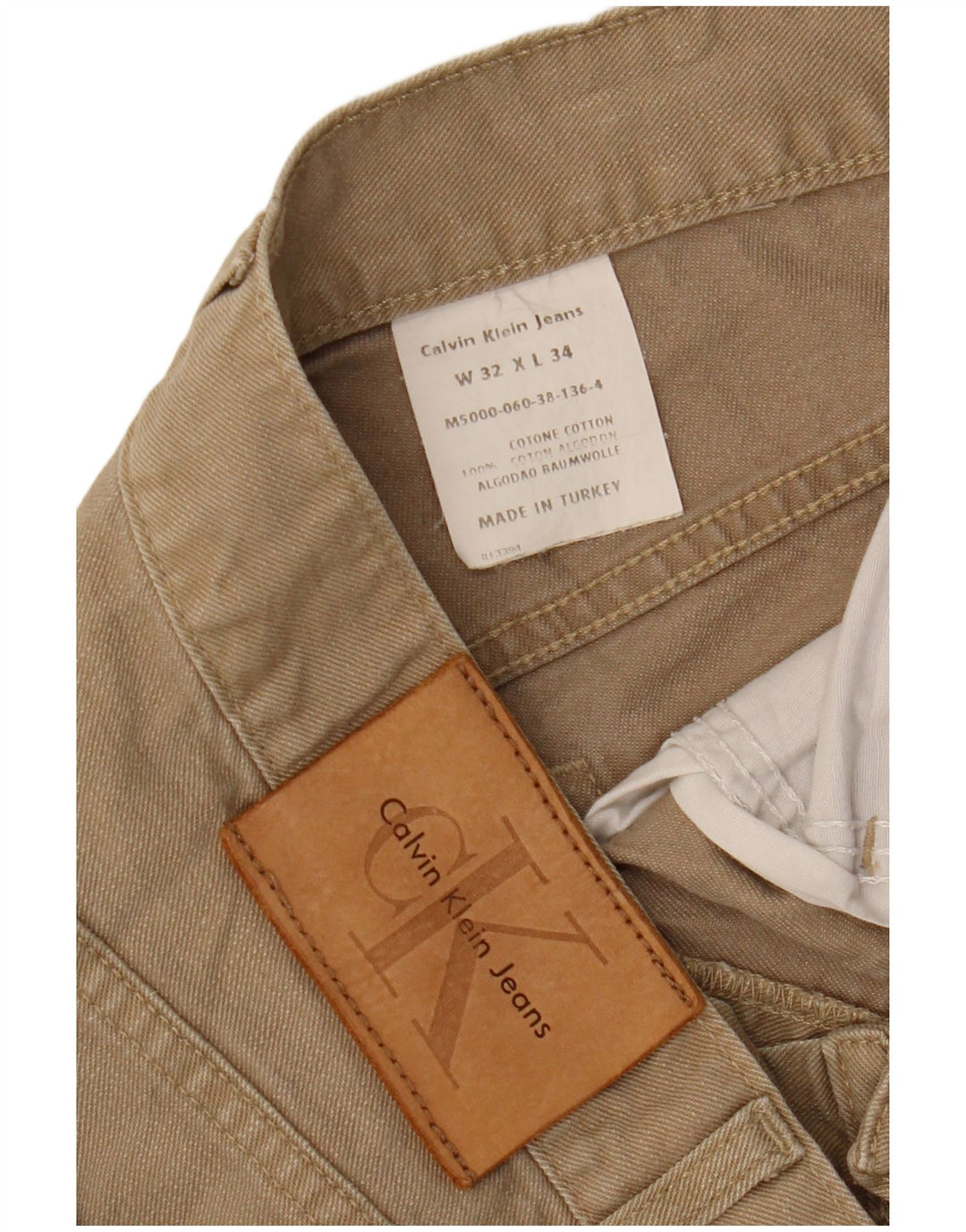 Calvin Klein Mens Straight Jeans W32 L31 Beige Cotton