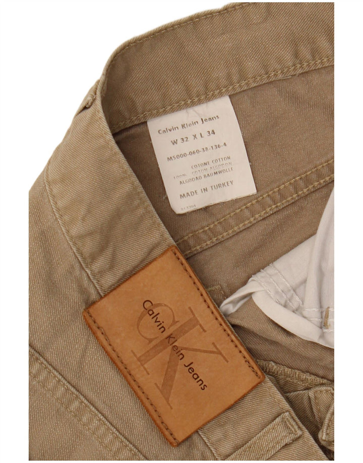 Calvin Klein Mens Straight Jeans W32 L31 Beige Cotton