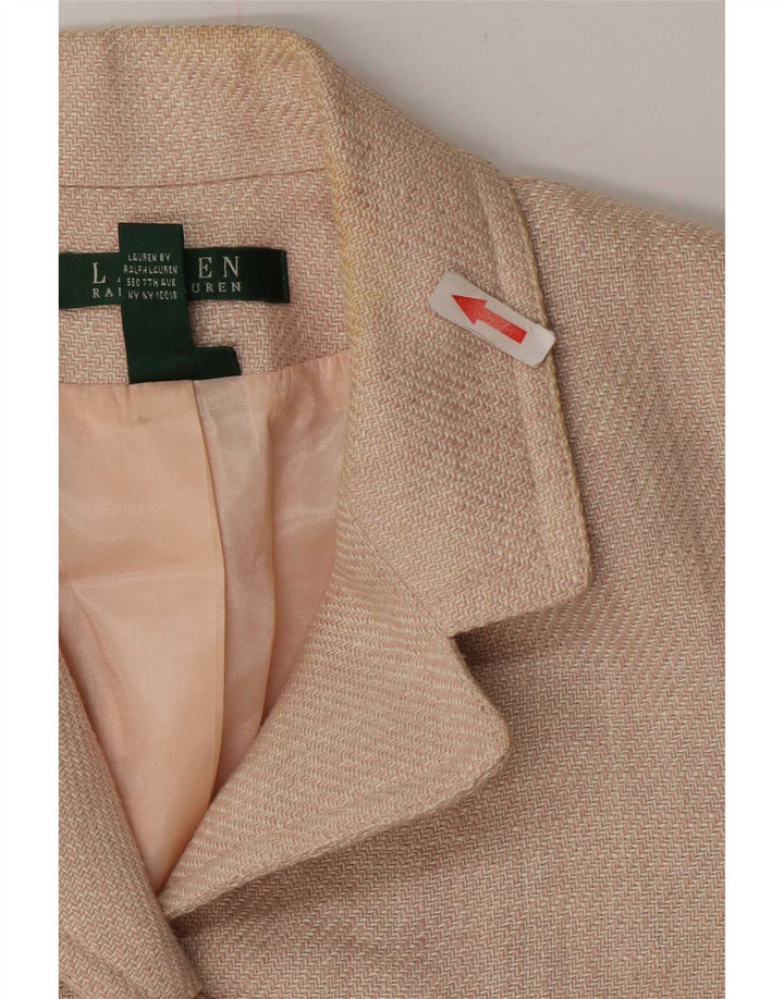 Ralph Lauren Womens 7 button Blazer Jacket US 8 Medium Beige Linen