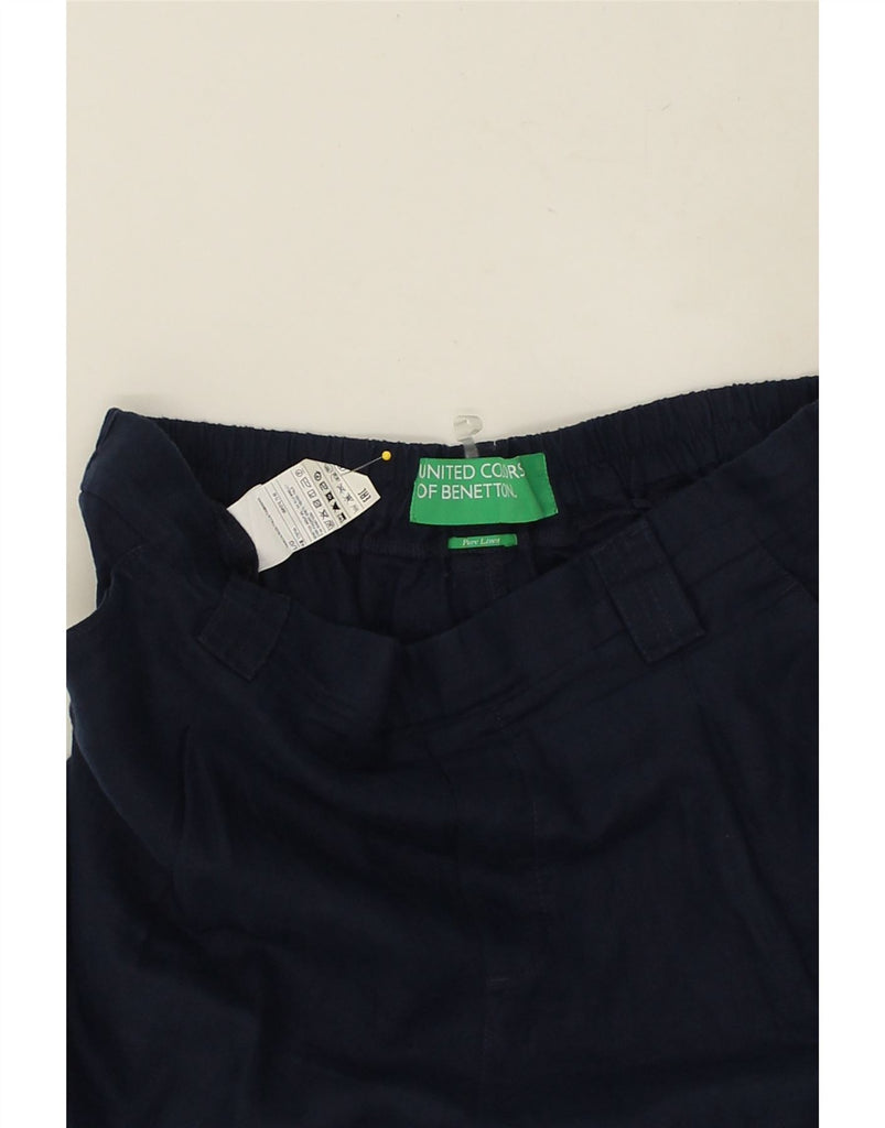 BENETTON Womens High Waist Casual Shorts Large W32  Navy Blue Linen | Vintage Benetton | Thrift | Second-Hand Benetton | Used Clothing | Messina Hembry 