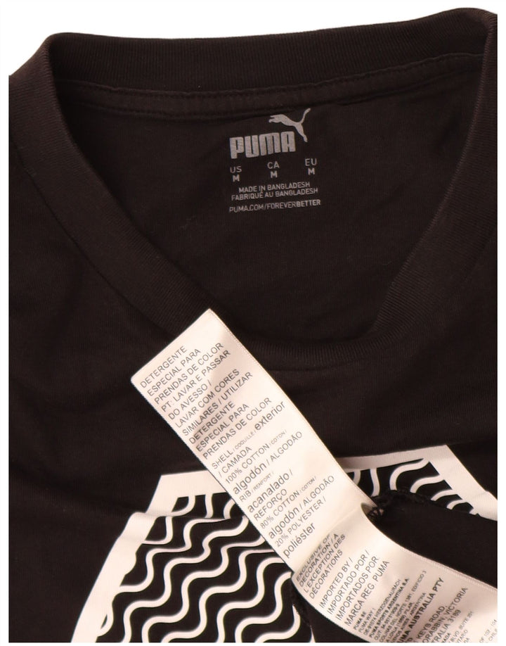 Puma Mens Graphic T-Shirt Top Medium Black Cotton