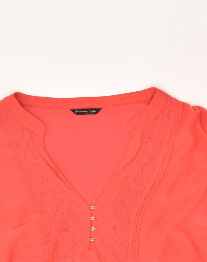 MASSIMO DUTTI Womens Long Sleeve Blouse Top UK 12 Medium Red Viscose | Vintage Massimo Dutti | Thrift | Second-Hand Massimo Dutti | Used Clothing | Messina Hembry 