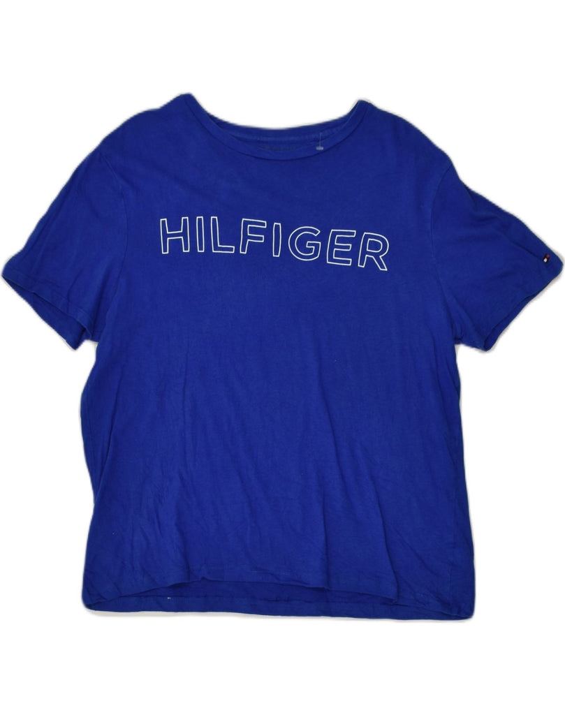 TOMMY HILFIGER Mens Graphic T-Shirt Top Medium Blue Cotton | Vintage Tommy Hilfiger | Thrift | Second-Hand Tommy Hilfiger | Used Clothing | Messina Hembry 