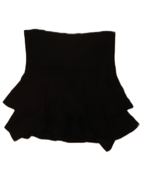 ZARA Womens Mini Tiered Skirt Small W28 Black Viscose