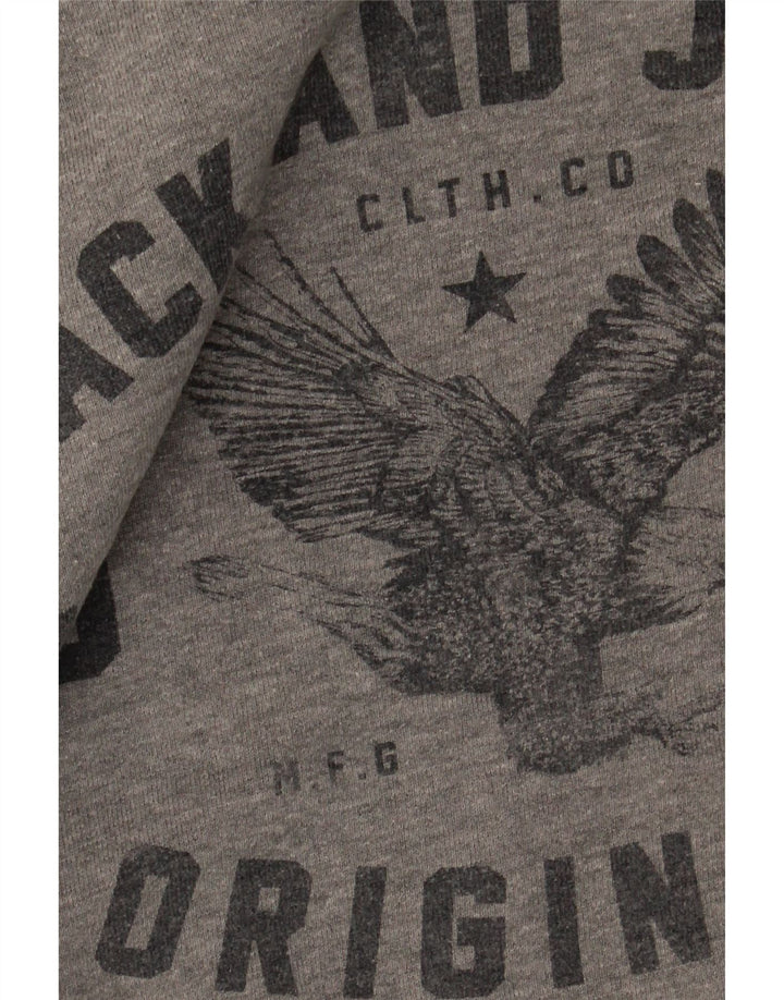 Jack & Jones Mens Graphic Sweatshirt Jumper Small Grey Cotton