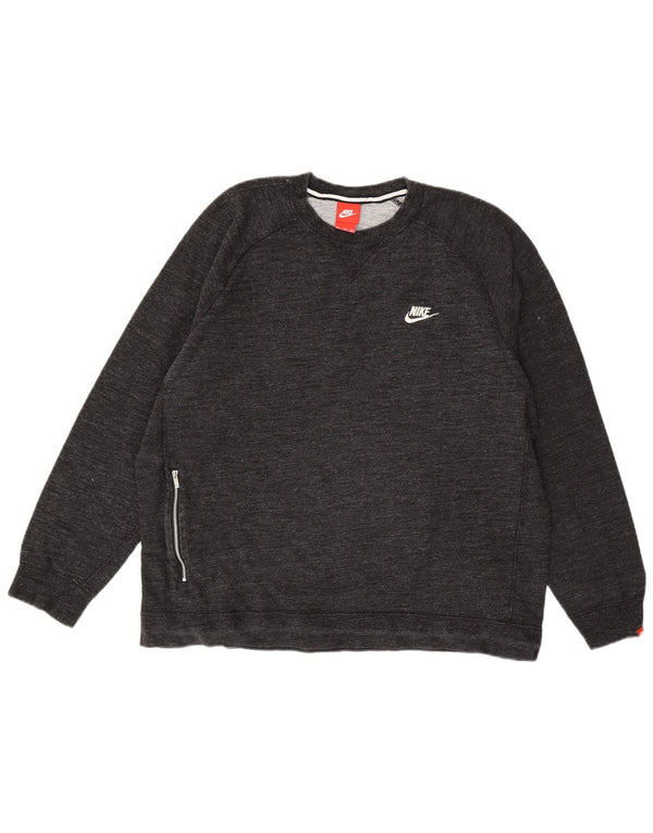 Nike Mens Sweatshirt Jumper 2XL Grey Flecked Cotton