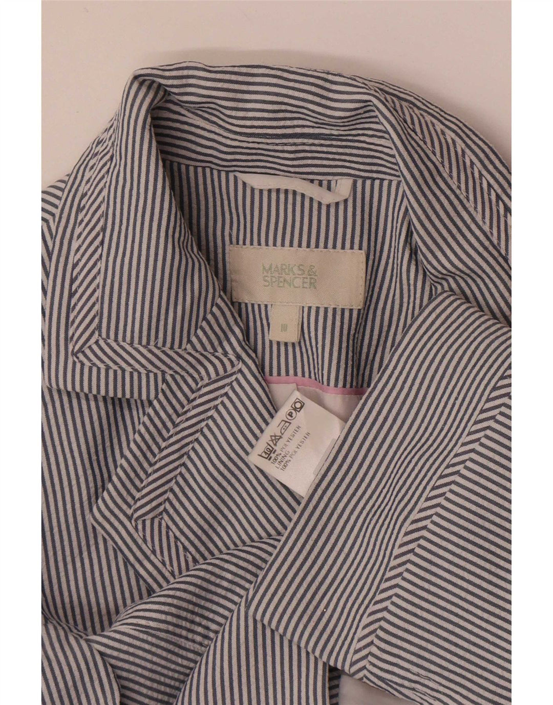 Marks & Spencer Womens 1 Button Blazer Jacket UK 10 Small Blue Pinstripe