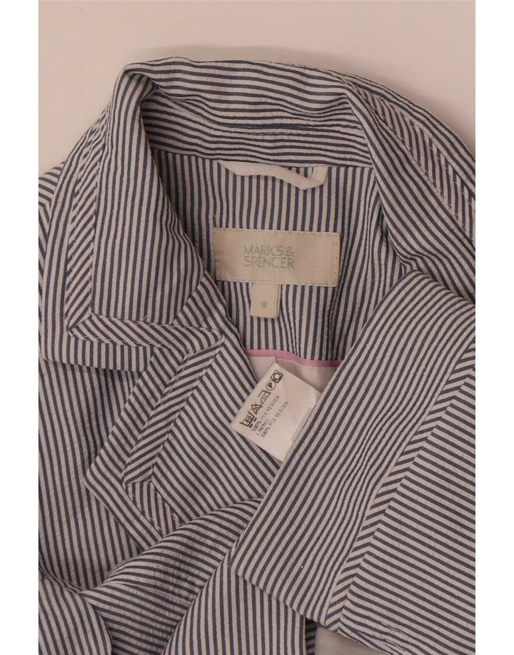 Marks & Spencer Womens 1 Button Blazer Jacket UK 10 Small Blue Pinstripe