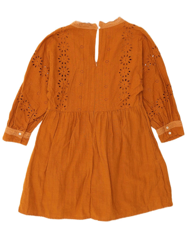 Zara Womens 3/4 Sleeve Playsuit A-Line Dress UK 6 XS Orange Floral