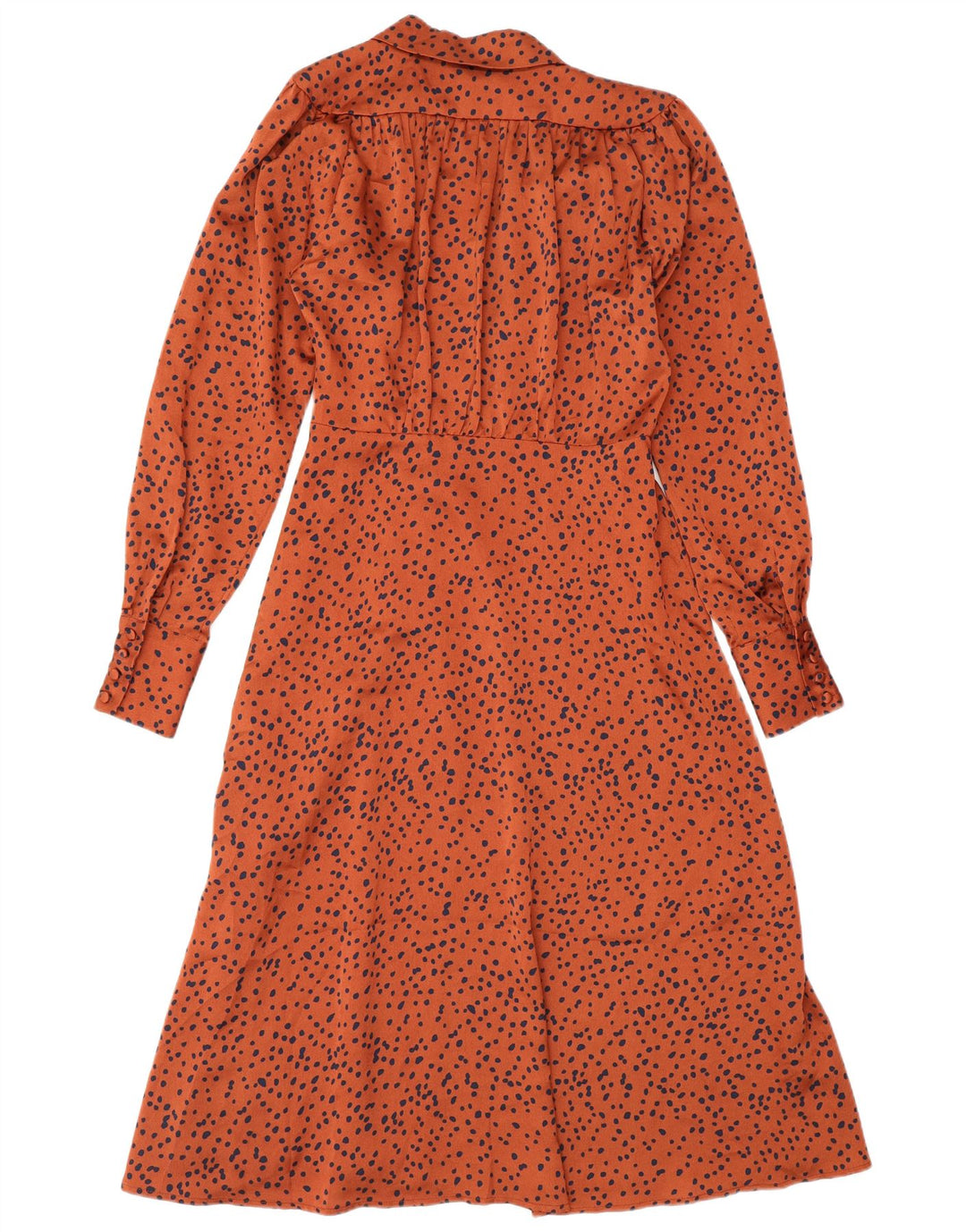 FRNCH Womens Long Sleeve Maxi Dress UK 10 Small Orange Spotted Polyester