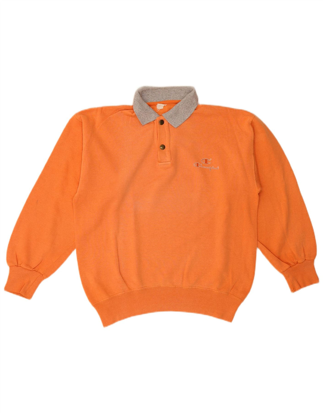 Champion Mens Polo Neck Sweatshirt Jumper Medium Orange
