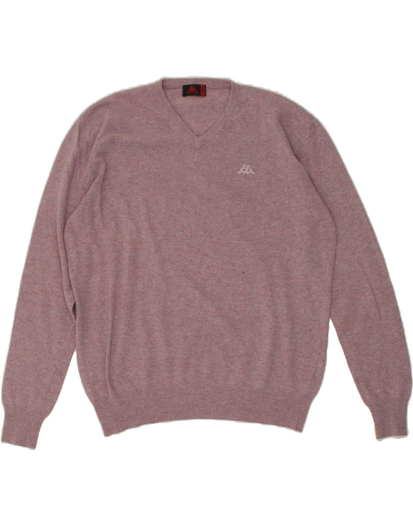 KAPPA Mens V-Neck Jumper Sweater Large Pink Polyamide | Vintage Kappa | Thrift | Second-Hand Kappa | Used Clothing | Messina Hembry 