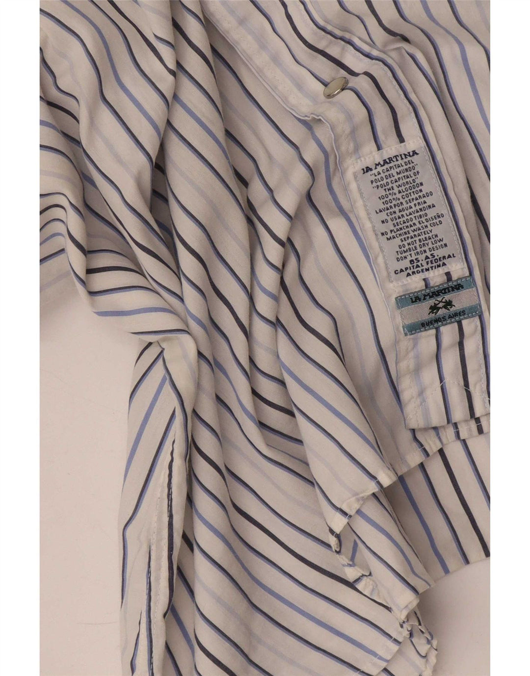La Martina Mens Graphic Shirt Large White Pinstripe Cotton