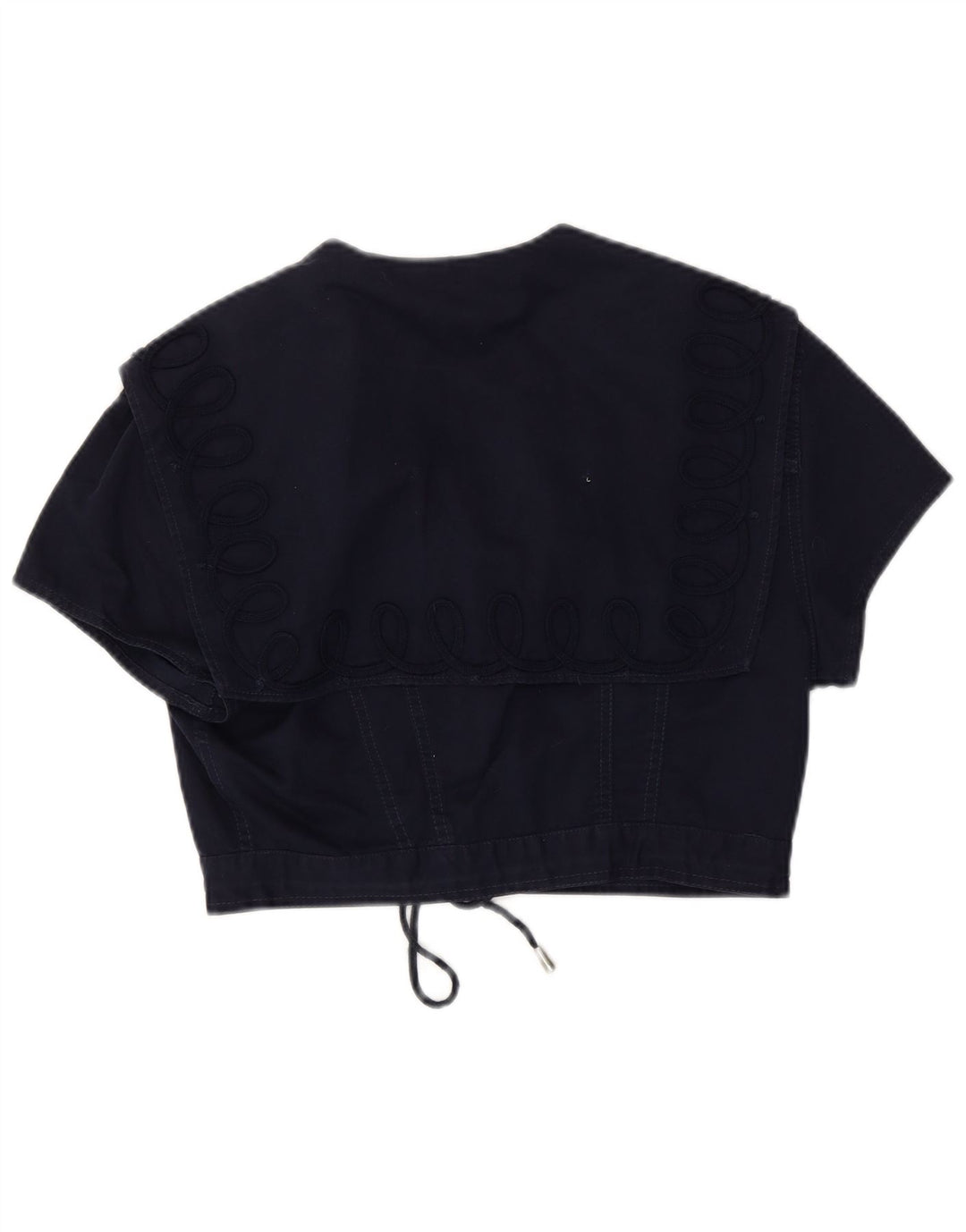 Roccobarocco Womens Crop Short Sleeve Bolero Jacket UK 14 Medium Navy Blue