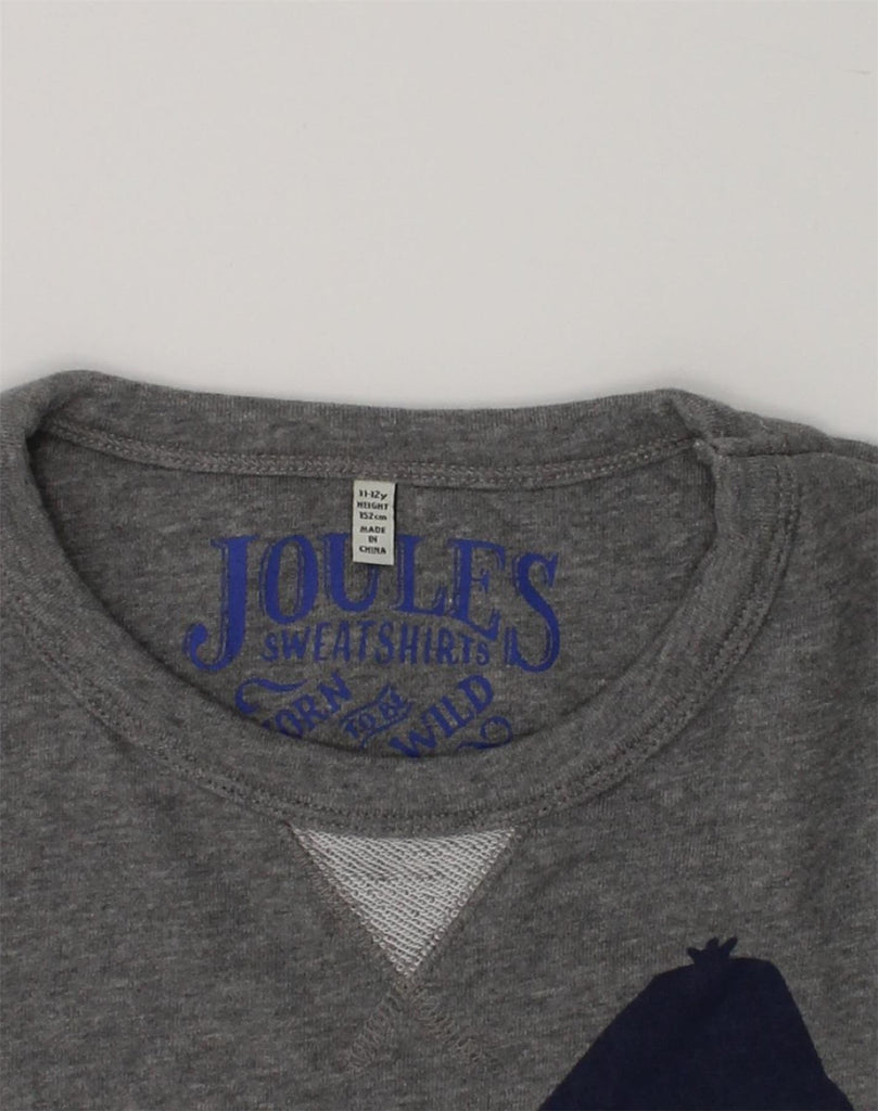 JOULES Boys Graphic Sweatshirt Jumper 11-12 Years Grey Cotton | Vintage Joules | Thrift | Second-Hand Joules | Used Clothing | Messina Hembry 