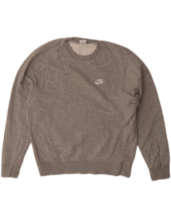 Nike Womens Oversized Sweatshirt Jumper UK 14 Medium Grey Flecked Cotton