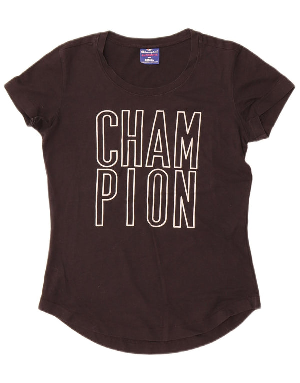 Champion Womens Graphic T-Shirt Top UK 10 Small Black