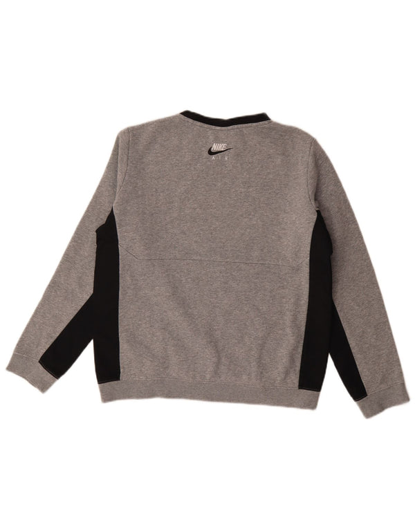 Nike Boys Standard Fit Sweatshirt Jumper 13-14 Years XL Grey Colourblock