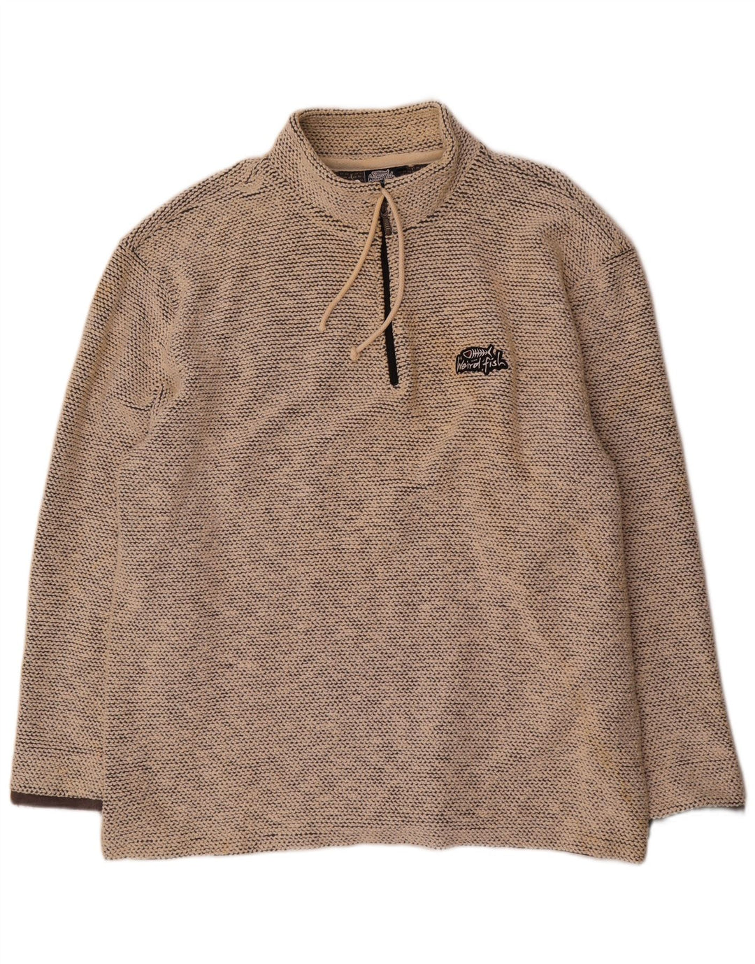 Weird Fish Mens Zip Neck Sweatshirt Jumper 2XL Beige Cotton