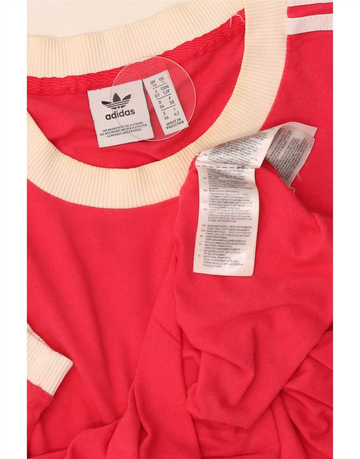 Adidas Womens T-Shirt Top UK 10 Small Red Cotton