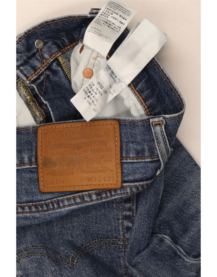 Levi's Mens 514 Distressed Straight Jeans W32 L30 Blue Cotton
