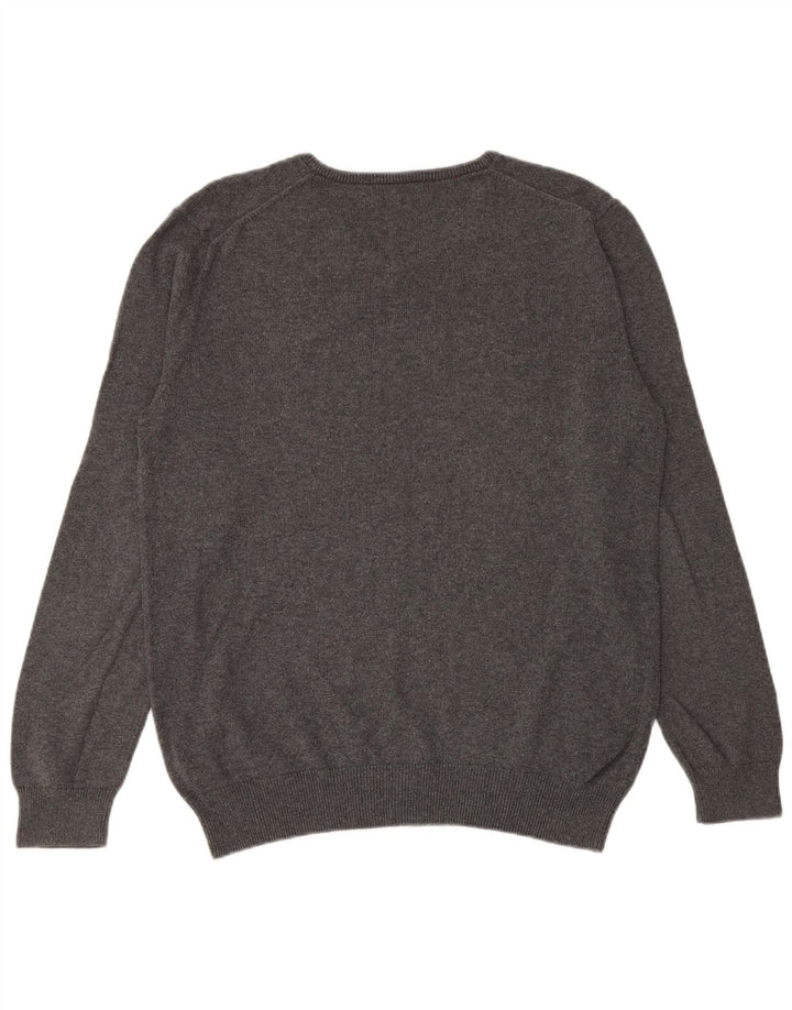 Crew Clothing Mens V-Neck Jumper Sweater Large Grey Cotton