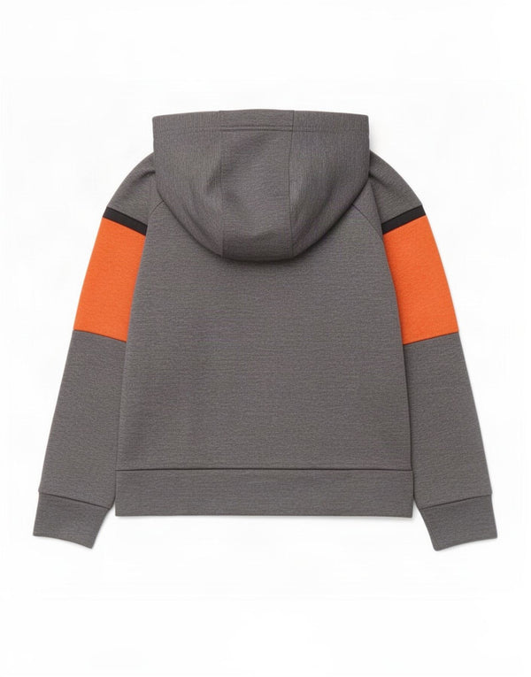 Russell Athletic Boys Hoodie Jumper 7-8 Years Medium Grey Colourblock