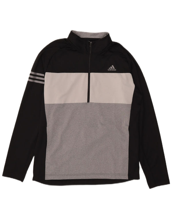 Adidas Mens Zip Neck Pullover Tracksuit Top Medium Black Colourblock
