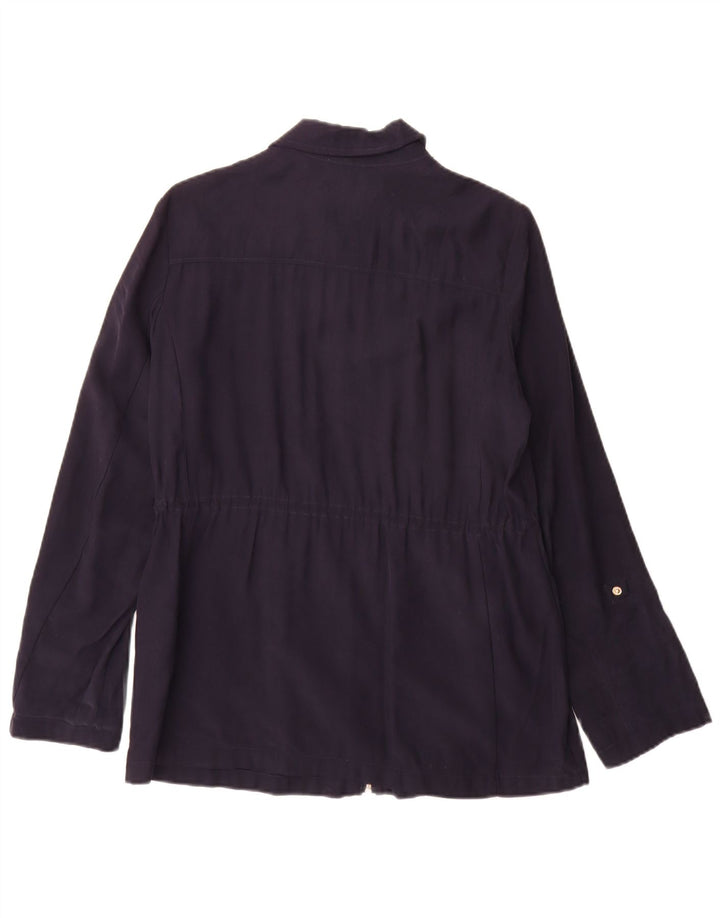 Zara Womens Bomber Jacket UK 10 Small Navy Blue Viscose