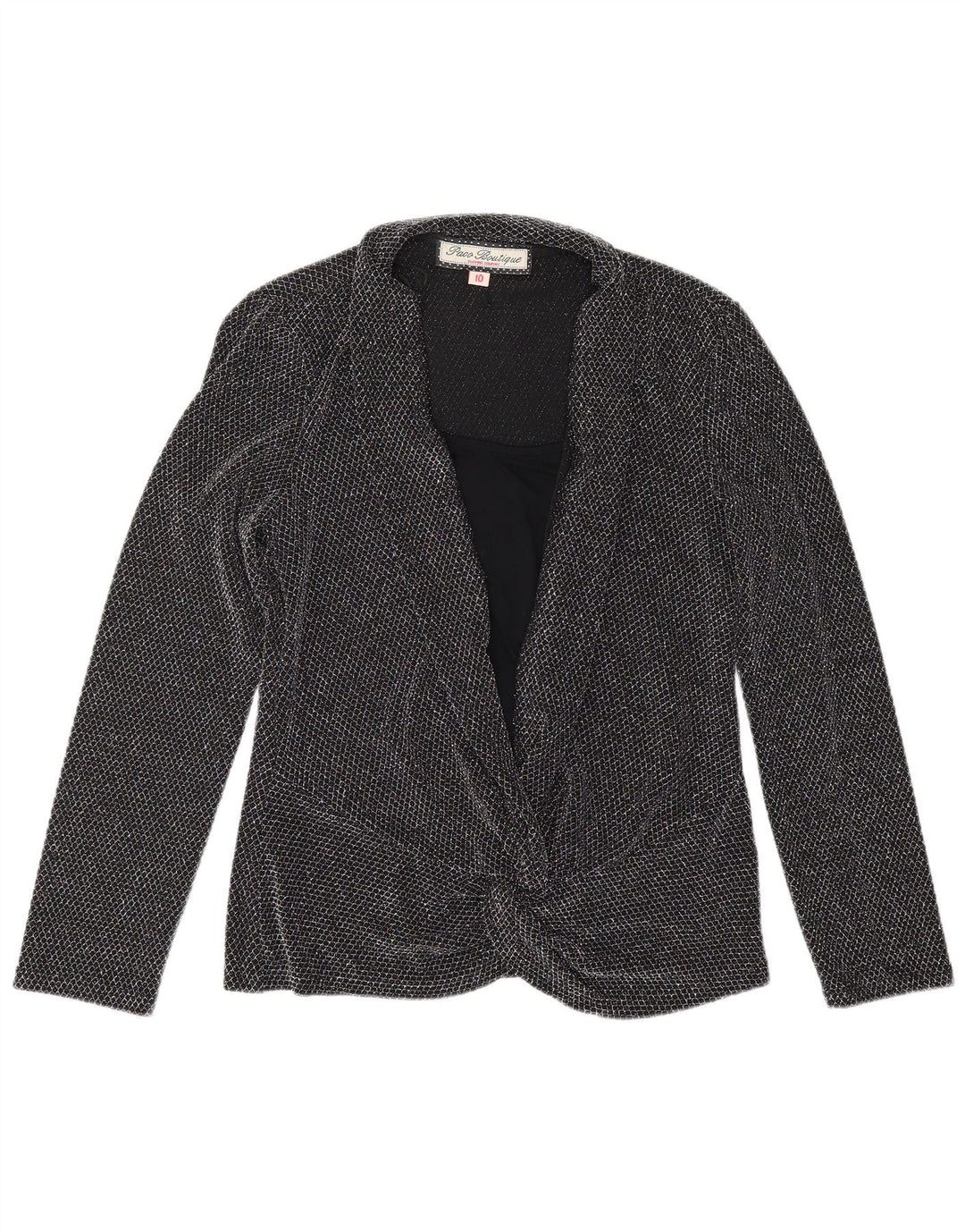 PACO BOUTIQUE Womens Knit Blazer Jacket UK 10 Small Black Nylon