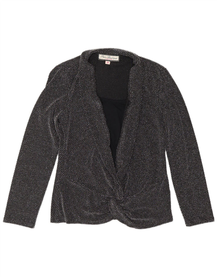 PACO BOUTIQUE Womens Knit Blazer Jacket UK 10 Small Black Nylon