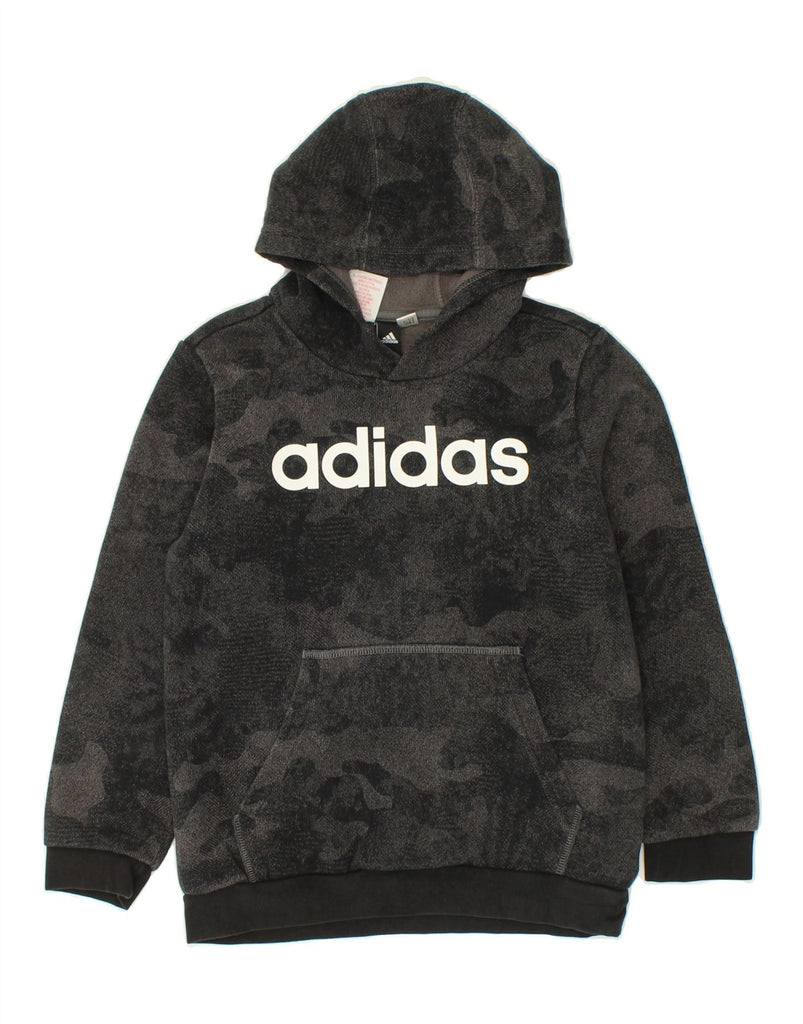 ADIDAS Boys Graphic Hoodie Jumper 12-13 Years Grey Camouflage Vintage Adidas and Second-Hand Adidas from Messina Hembry 