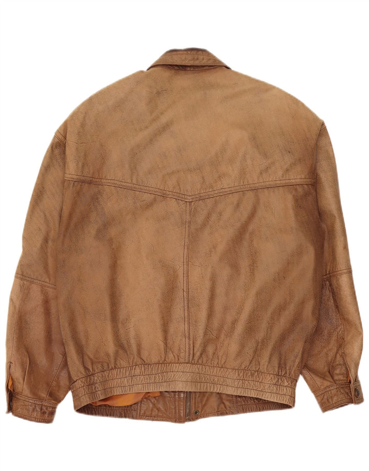 Paul Smith Mens Leather Jacket IT 52 XL Brown Leather