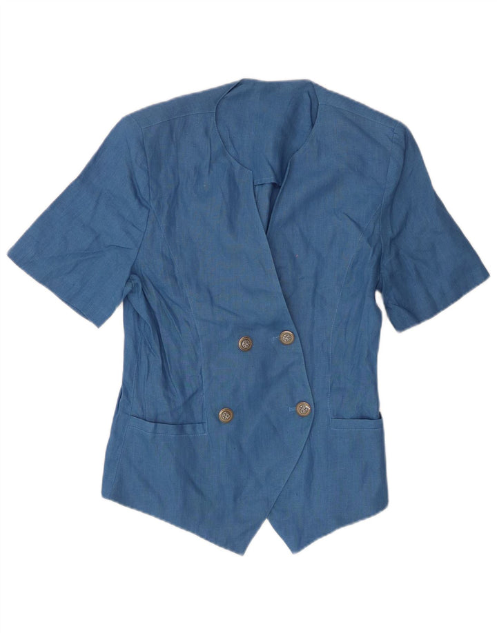 Preca Womens Short Sleeve Cardigan Top IT 42 Medium Blue Linen