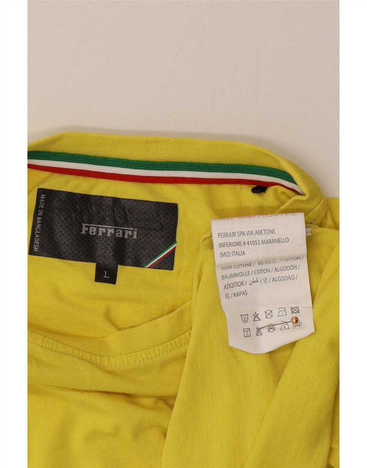 Ferrari Mens T-Shirt Top Large Yellow Cotton