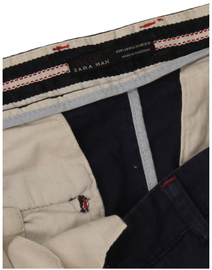 Zara Mens Slim Chino Trousers EU 40 Medium W31 L34 Navy Blue
